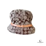Coach brown signature monogram bucket hat, size M-L, view 2