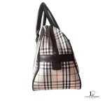 Burberry beige and brown Nova Check structured Boston bag, view 3