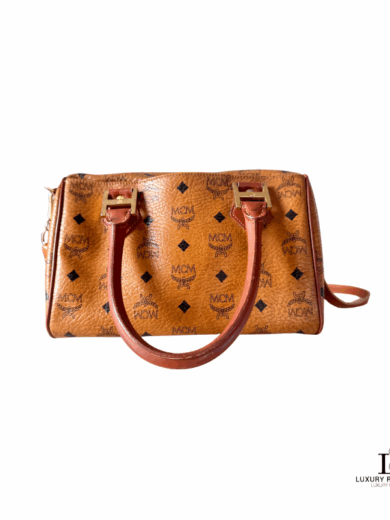 MCM Visetos Cognac Two-way Boston Bag