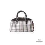 Pre-loved Burberry beige and brown Nova Check structured Boston bag, front view – secondhand designer, NZ