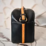 Chloé Sam black leather shoulder bag with brown trim, view 6
