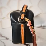 Chloé Sam black leather shoulder bag with brown trim, view 5