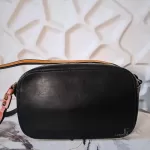 Chloé Sam black leather shoulder bag with brown trim, view 4