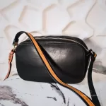 Chloé Sam black leather shoulder bag with brown trim, view 2