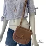 vintage Burberry taupe leather saddle-style crossbody bag, view 29