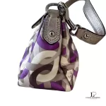Coach Poppy purple, silver and grey signature print mini shoulder bag, view 5