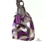 Coach Poppy purple, silver and grey signature print mini shoulder bag, view 4