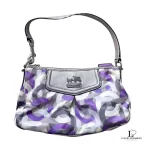 Coach Poppy purple, silver and grey signature print mini shoulder bag, view 2