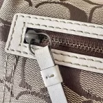 Coach beige and brown signature monogram half moon crossbody or belt bag, view 9