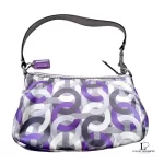 Coach Poppy purple, silver and grey signature print mini shoulder bag, view 3