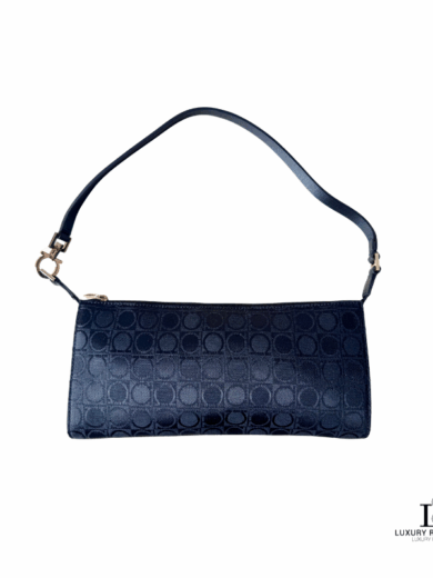 SALVATORE FERRAGAMO Gancini Pattern Canvas Pochette Shoulder Bag
