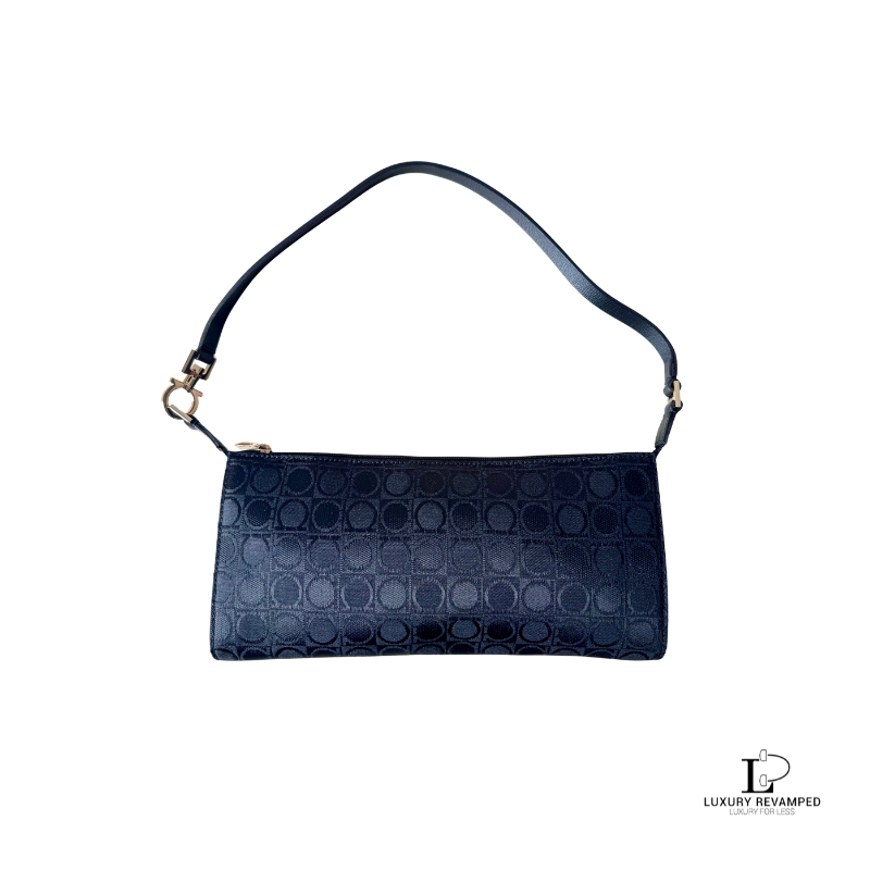 SALVATORE FERRAGAMO Gancini Pattern Canvas Pochette Shoulder Bag