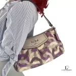 Coach Poppy purple, silver and grey signature print mini shoulder bag, view 17