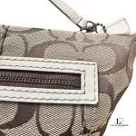 Coach beige and brown signature monogram half moon crossbody or belt bag, view 5