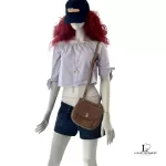 vintage Burberry taupe leather saddle-style crossbody bag, view 30