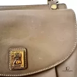 vintage Burberry taupe leather saddle-style crossbody bag, view 20
