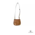 vintage Burberry taupe leather saddle-style crossbody bag, view 2