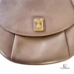 vintage Burberry taupe leather saddle-style crossbody bag, view 8