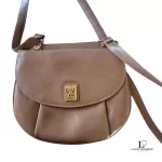 vintage Burberry taupe leather saddle-style crossbody bag, view 6