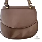 vintage Burberry taupe leather saddle-style crossbody bag, view 7