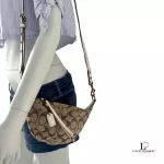 Coach beige and brown signature monogram half moon crossbody or belt bag, view 17