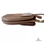 vintage Burberry taupe leather saddle-style crossbody bag, view 3
