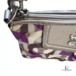 Coach Poppy purple, silver and grey signature print mini shoulder bag, view 9
