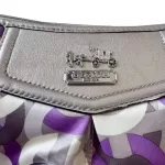 Coach Poppy purple, silver and grey signature print mini shoulder bag, view 15
