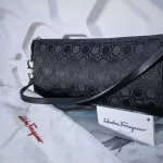 Luxury Revamped - SALVATORE FERRAGAMO Gancini Pattern Canvas Pochette Shoulder Bag – Handbags Icons – view 22 | authenticated pre-loved luxury