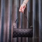 Luxury Revamped - SALVATORE FERRAGAMO Gancini Pattern Canvas Pochette Shoulder Bag – Handbags Icons – view 25 | authenticated pre-loved luxury