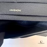 Yves Saint Laurent black grain leather long bifold wallet, unused, view 14