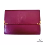 Must de Cartier bordeaux leather medium bifold wallet with gold-tone hardware, view 3