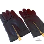 Hermès padlock leather gloves with gold-tone zip puller, size 7, view 3