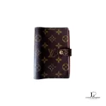 Pre-loved Louis Vuitton Monogram Small Ring Agenda cover, model R20005, front view – secondhand designer, NZ
