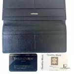 Yves Saint Laurent black grain leather long bifold wallet, unused, view 8