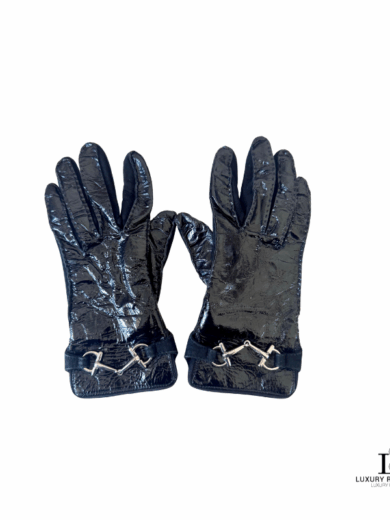 GUCCI Horsebit Patent Leather Gloves