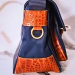 Valentino Garavani Sports navy blue and brown nylon and leather crossbody bag, view 6