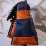Valentino Garavani Sports navy blue and brown nylon and leather crossbody bag, view 5