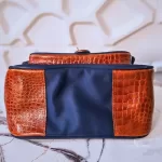 Valentino Garavani Sports navy blue and brown nylon and leather crossbody bag, view 7