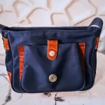 Valentino Garavani Sports navy blue and brown nylon and leather crossbody bag, view 3