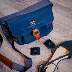 Valentino Garavani Sports navy blue and brown nylon and leather crossbody bag, view 27