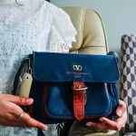 Valentino Garavani Sports navy blue and brown nylon and leather crossbody bag, view 25