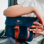 Valentino Garavani Sports navy blue and brown nylon and leather crossbody bag, view 26