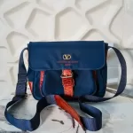 Valentino Garavani Sports navy blue and brown nylon and leather crossbody bag, view 2