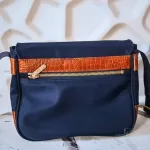 Valentino Garavani Sports navy blue and brown nylon and leather crossbody bag, view 4