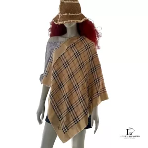 Pre-loved Burberry Nova Check 100% silk scarf, made in England, front view – secondhand designer, NZ