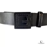 Gucci GG slim black leather belt with G buckle, size 75, view 7