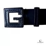 Gucci GG slim black leather belt with G buckle, size 75, view 8