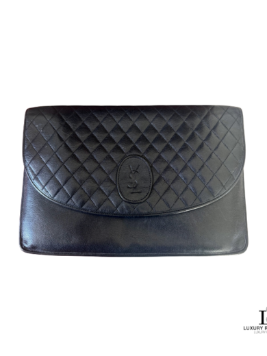 Yves St. Laurent Quilt Leather Envelope Clutch Bag