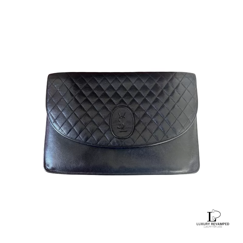 Yves St. Laurent Quilt Leather Envelope Clutch Bag